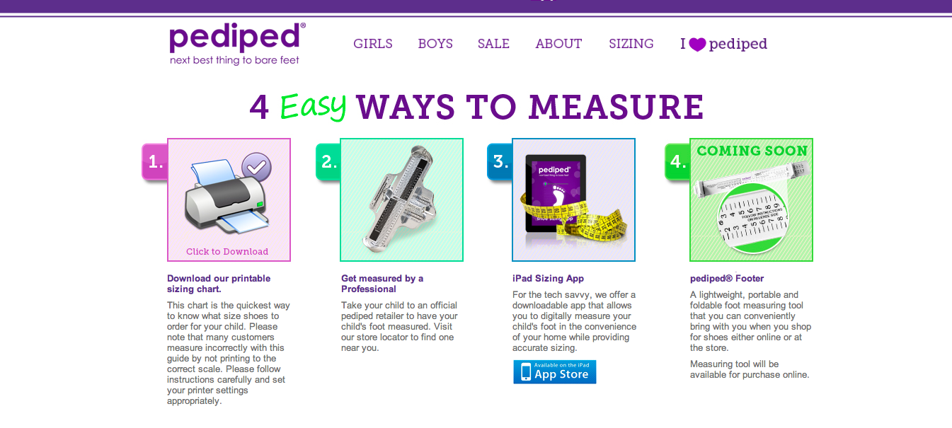 children's foot measurement chart