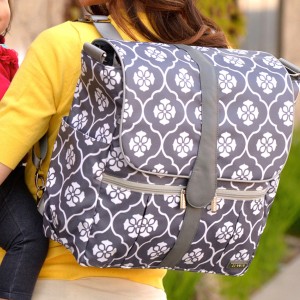 Backpack Diaper Bag - Gray Floret